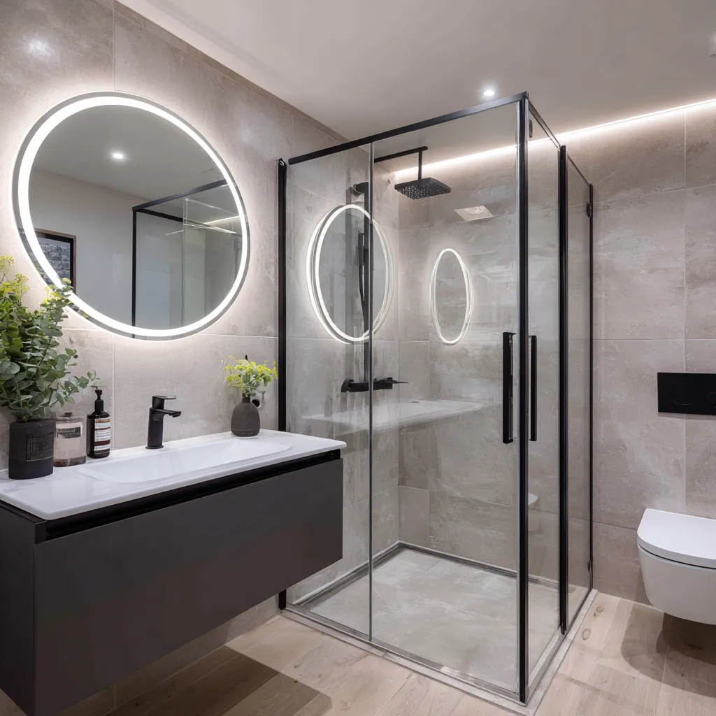 High-end en-suite vanity with LED mirror in Edinburgh