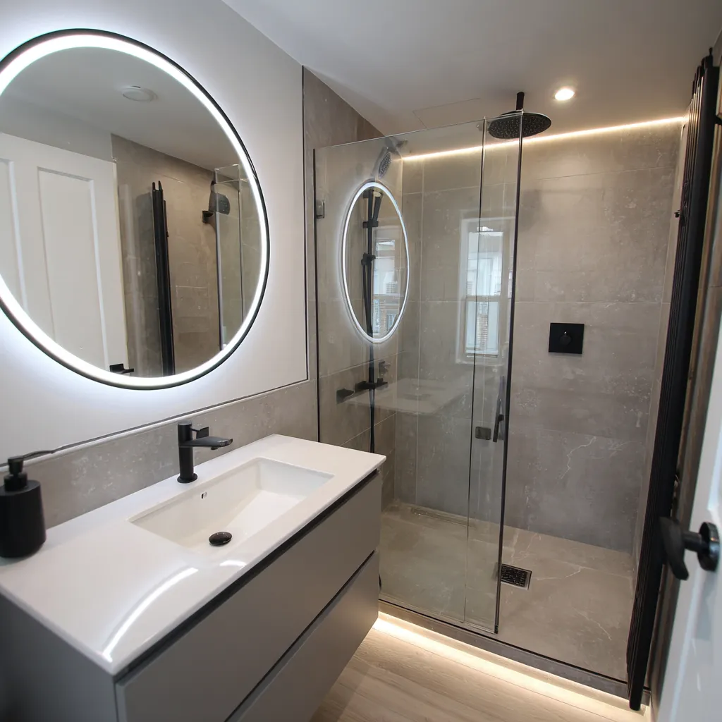 Ultra-modern fitted en-suite bathroom in Edinburgh