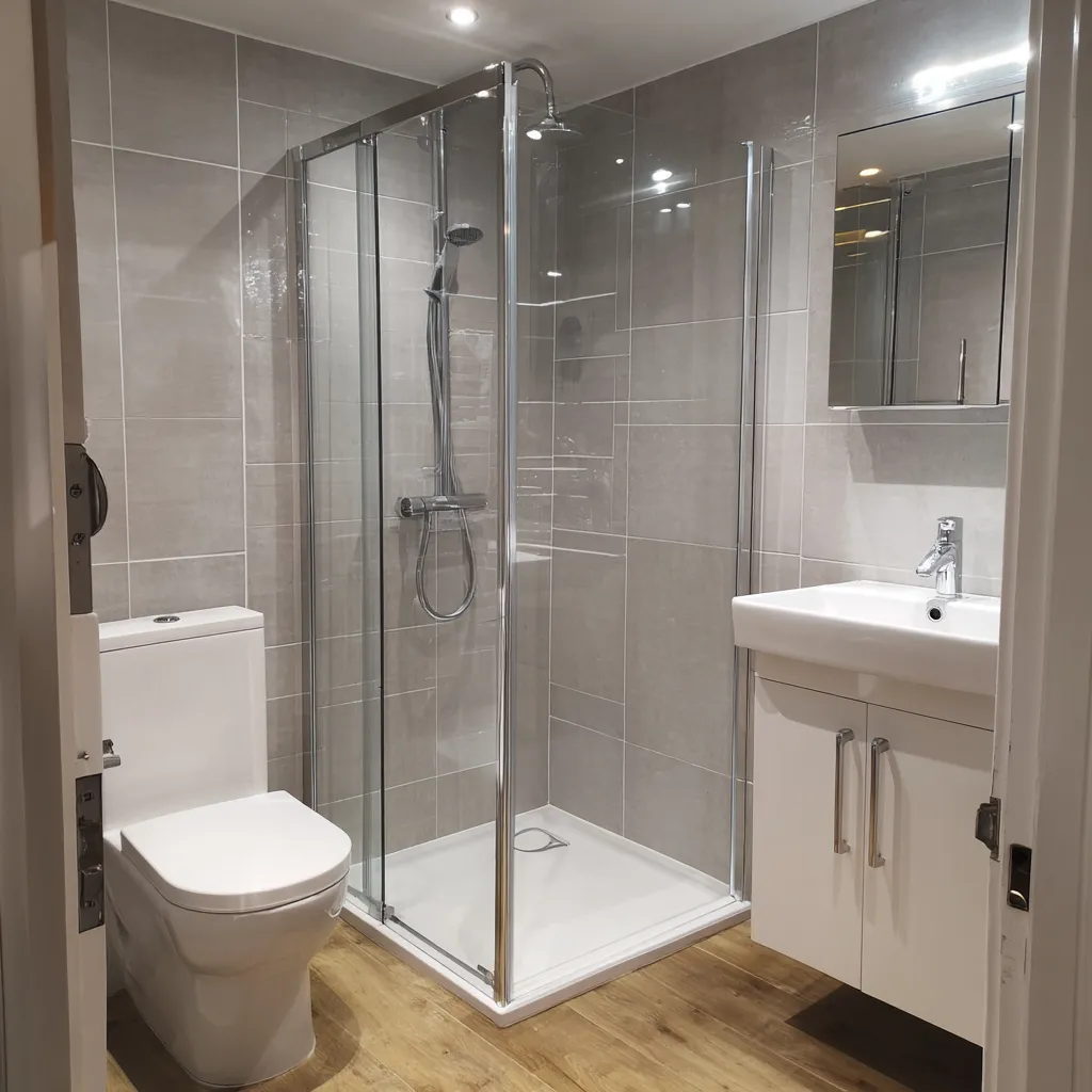 Modern fitted bathroom with enclosed walk-in shower