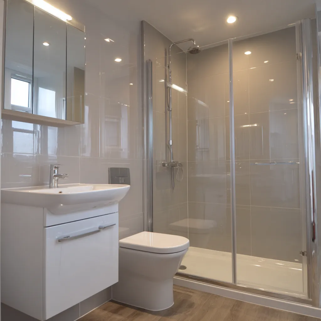 Modern bathroom vanity unit with LED mirror cabinet