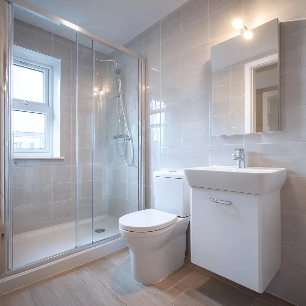 Walk-in shower enclosure with chrome fittings in Edinburgh bathroom