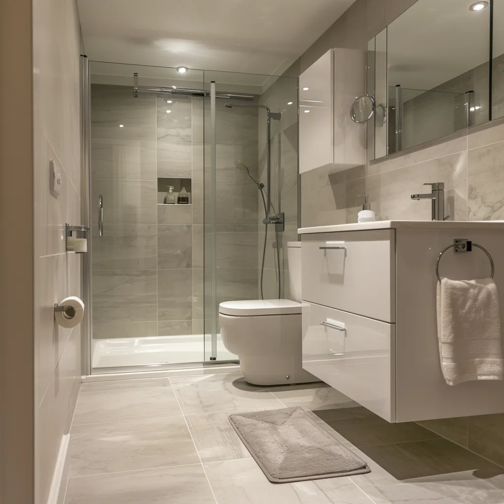 Modern fitted bathroom with wet wall panels in Edinburgh